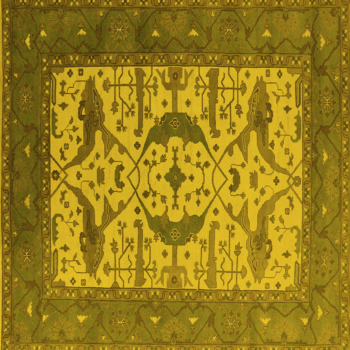 Square Machine Washable Oriental Yellow Industrial Rug, wshurb1649yw