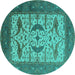 Round Oriental Turquoise Industrial Rug, urb1649turq