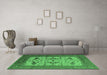 Machine Washable Oriental Emerald Green Industrial Area Rugs in a Living Room,, wshurb1649emgrn