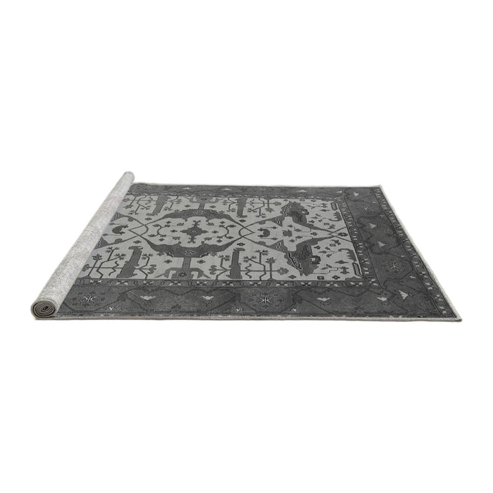 Sideview of Machine Washable Oriental Gray Industrial Rug, wshurb1649gry