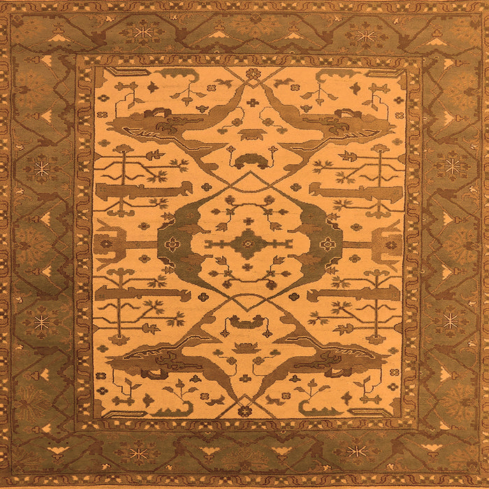 Square Machine Washable Oriental Orange Industrial Area Rugs, wshurb1649org