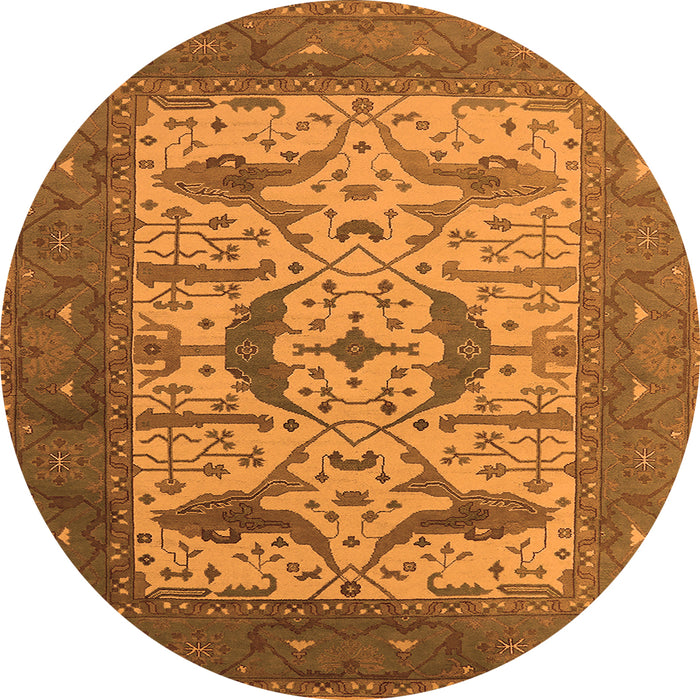Round Oriental Orange Industrial Rug, urb1649org