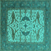 Square Oriental Turquoise Industrial Rug, urb1649turq