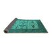 Sideview of Oriental Turquoise Industrial Rug, urb1649turq