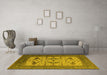 Machine Washable Oriental Yellow Industrial Rug in a Living Room, wshurb1649yw