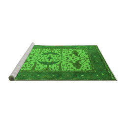 Sideview of Machine Washable Oriental Green Industrial Area Rugs, wshurb1649grn