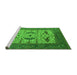 Sideview of Machine Washable Oriental Green Industrial Area Rugs, wshurb1649grn