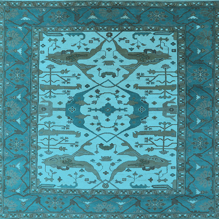 Square Machine Washable Oriental Light Blue Industrial Rug, wshurb1649lblu