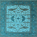 Square Machine Washable Oriental Light Blue Industrial Rug, wshurb1649lblu