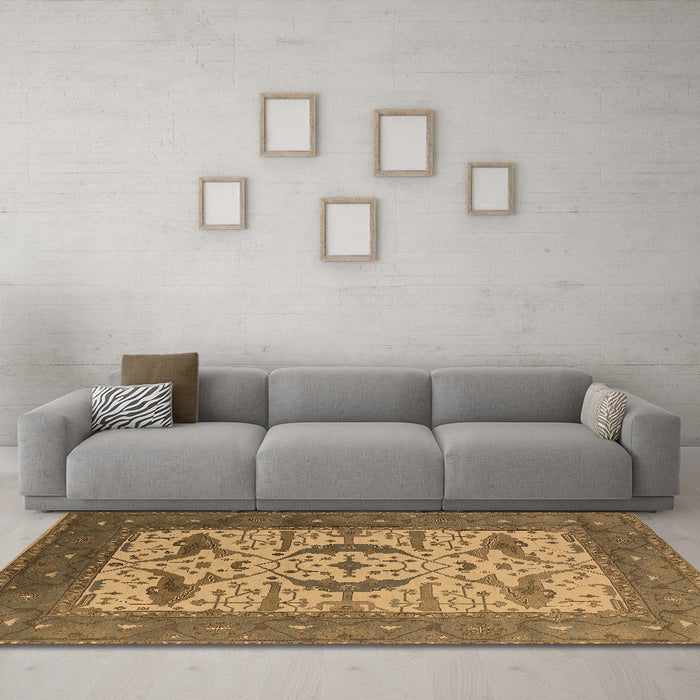 Machine Washable Oriental Brown Industrial Rug in a Living Room,, wshurb1649brn