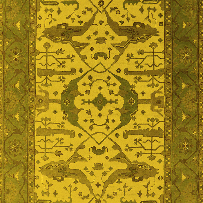Machine Washable Oriental Yellow Industrial Rug, wshurb1649yw