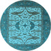 Round Oriental Light Blue Industrial Rug, urb1649lblu