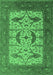 Machine Washable Oriental Emerald Green Industrial Area Rugs, wshurb1649emgrn