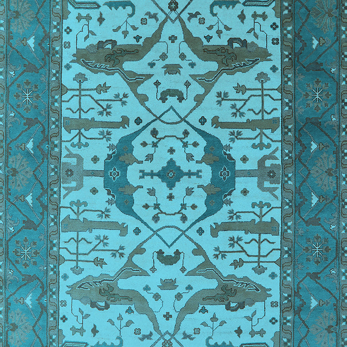 Machine Washable Oriental Light Blue Industrial Rug, wshurb1649lblu