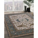 Mid-Century Modern Coffee Brown Oriental Rug in Family Room, urb1649