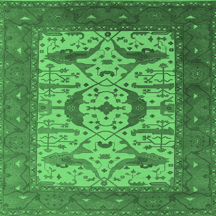 Square Oriental Emerald Green Industrial Rug, urb1649emgrn