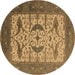 Round Oriental Brown Industrial Rug, urb1649brn