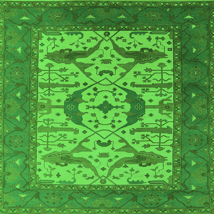 Square Machine Washable Oriental Green Industrial Area Rugs, wshurb1649grn