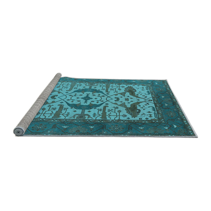 Sideview of Machine Washable Oriental Light Blue Industrial Rug, wshurb1649lblu