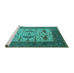 Sideview of Machine Washable Oriental Turquoise Industrial Area Rugs, wshurb1649turq