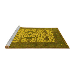 Sideview of Machine Washable Oriental Yellow Industrial Rug, wshurb1649yw