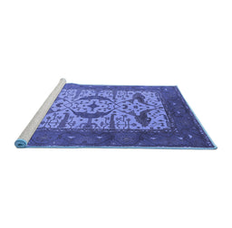 Sideview of Machine Washable Oriental Blue Industrial Rug, wshurb1649blu