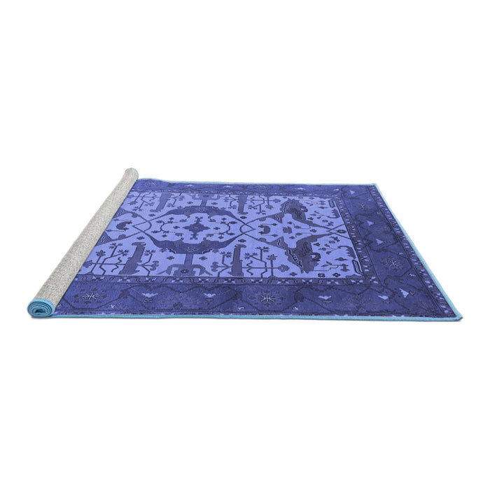 Sideview of Machine Washable Oriental Blue Industrial Rug, wshurb1649blu