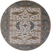 Round Mid-Century Modern Coffee Brown Oriental Rug, urb1649