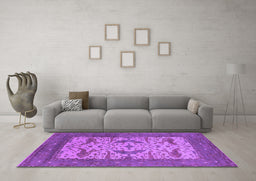 Machine Washable Oriental Purple Industrial Area Rugs in a Living Room, wshurb1650pur