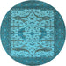 Round Oriental Light Blue Industrial Rug, urb1650lblu