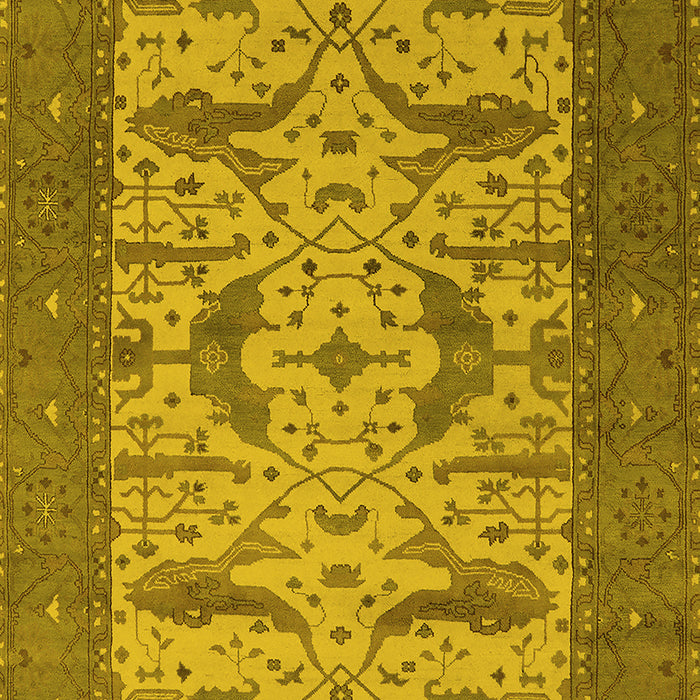 Machine Washable Oriental Yellow Industrial Rug, wshurb1650yw