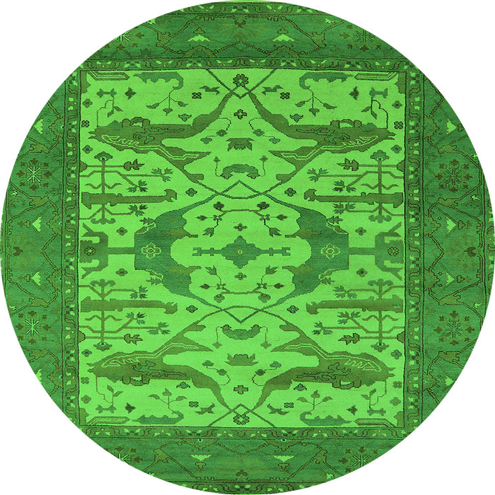 Round Oriental Green Industrial Rug, urb1650grn