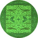 Round Oriental Green Industrial Rug, urb1650grn