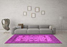 Machine Washable Oriental Pink Industrial Rug in a Living Room, wshurb1650pnk
