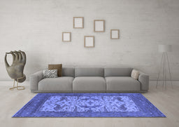 Machine Washable Oriental Blue Industrial Rug in a Living Room, wshurb1650blu