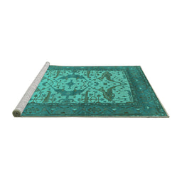 Sideview of Machine Washable Oriental Turquoise Industrial Area Rugs, wshurb1650turq