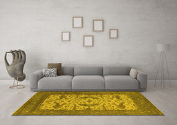 Machine Washable Oriental Yellow Industrial Rug in a Living Room, wshurb1650yw