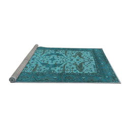 Sideview of Machine Washable Oriental Light Blue Industrial Rug, wshurb1650lblu