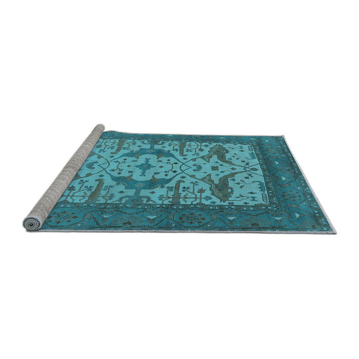Sideview of Machine Washable Oriental Light Blue Industrial Rug, wshurb1650lblu