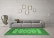 Machine Washable Oriental Emerald Green Industrial Area Rugs in a Living Room,, wshurb1650emgrn