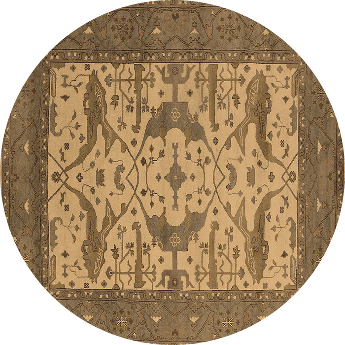 Round Oriental Brown Industrial Rug, urb1650brn