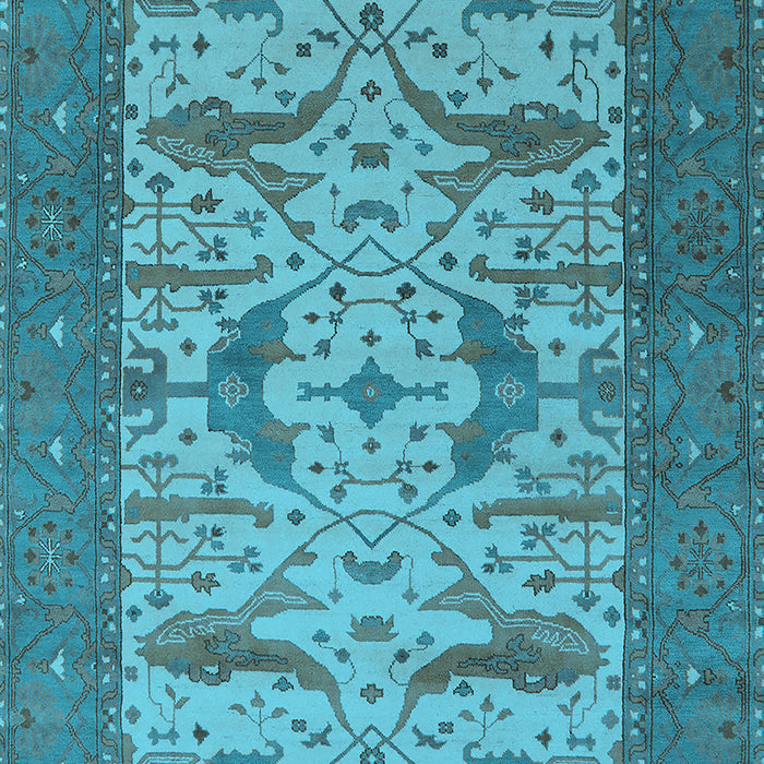 Machine Washable Oriental Light Blue Industrial Rug, wshurb1650lblu