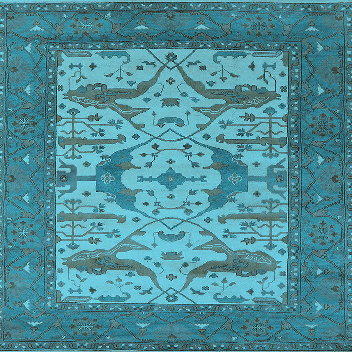 Square Machine Washable Oriental Light Blue Industrial Rug, wshurb1650lblu