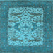 Square Machine Washable Oriental Light Blue Industrial Rug, wshurb1650lblu