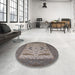 Round Machine Washable Industrial Modern Rosy Brown Pink Rug in a Office, wshurb1650