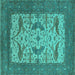 Square Oriental Turquoise Industrial Rug, urb1650turq