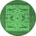 Round Oriental Emerald Green Industrial Rug, urb1650emgrn