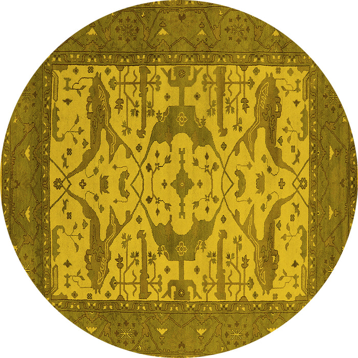 Round Oriental Yellow Industrial Rug, urb1650yw