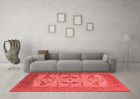 Machine Washable Oriental Red Industrial Rug, wshurb1651red