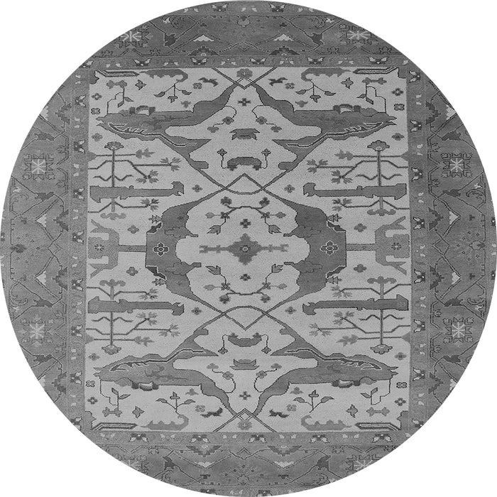 Round Machine Washable Oriental Gray Industrial Rug, wshurb1651gry